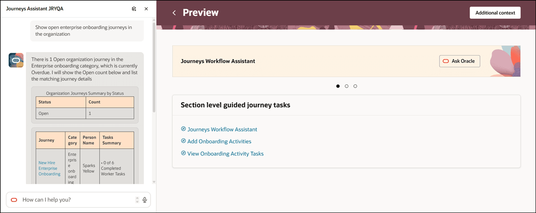 Prompt to Display Open Enterprise Onboarding Journeys in Organization