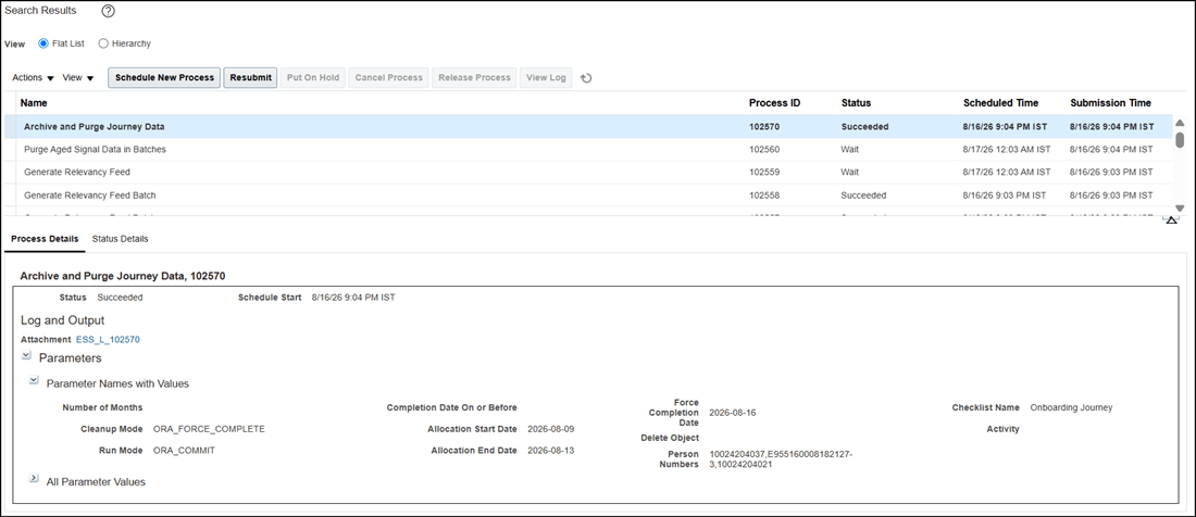 Check the Status and Process Details