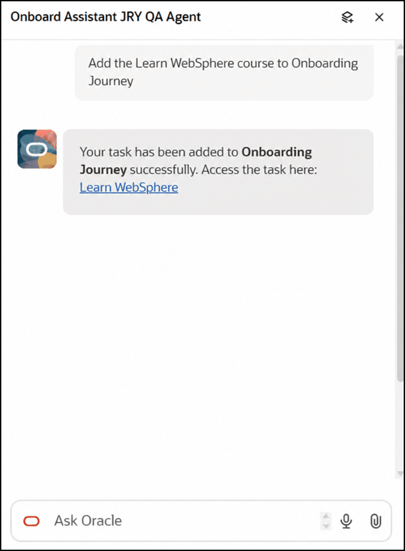 Answer Displayed Based on Prompt to Add Course to Onboarding Journey