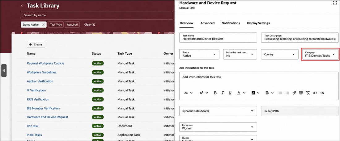 Task is Recommended by Agent Based on Matching Task Category