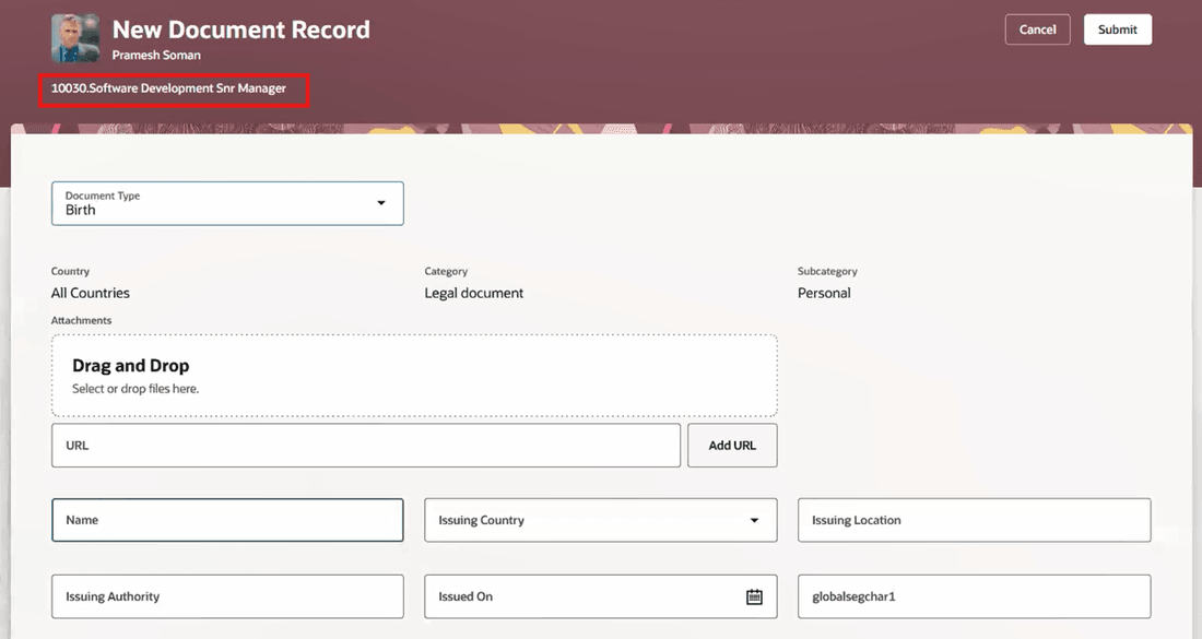 Creating Document Record for Same Employee for Another Assignment