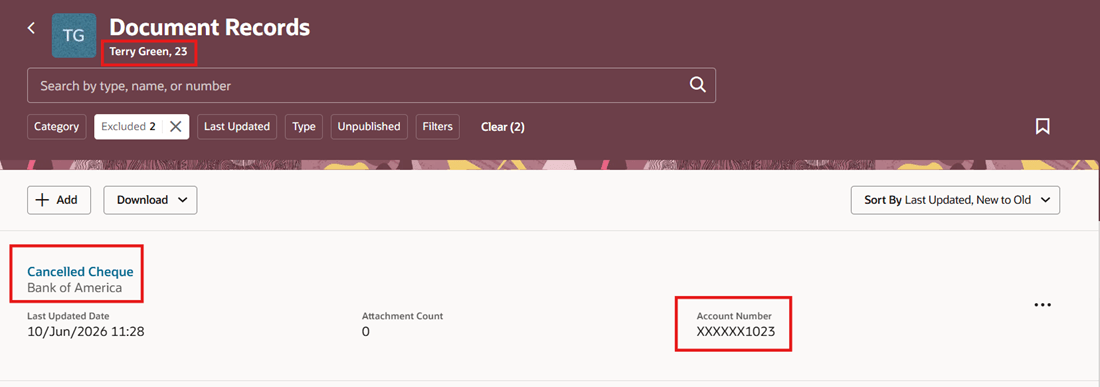 Created Document Record Visible on Redwood Page