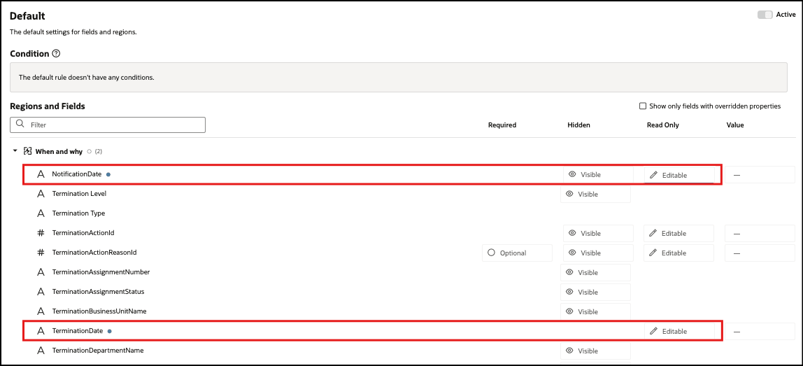 Before Enhancement: Termination Notification Date and Termination Date Not Set as Read-Only
