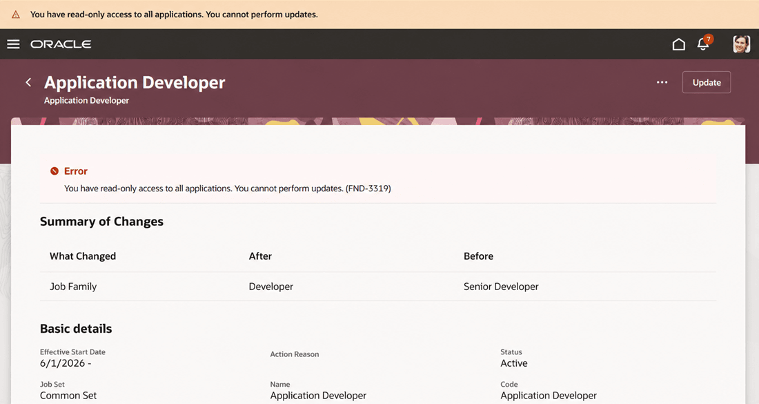 Message displayed when the user tries to delete a job record
