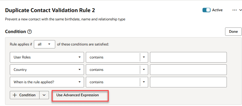 VB Studio Validation Rule showing Link to Define Advanced Expression