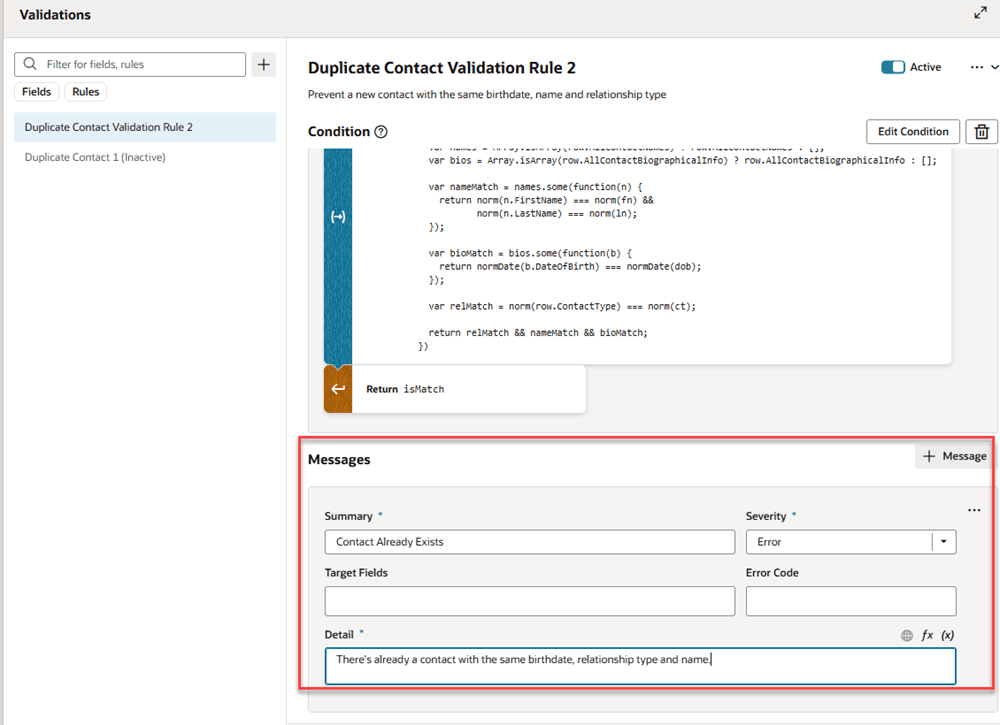 VB Studio Validation Rule Showing Error Message Definition