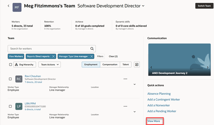 Access applications using the View More link