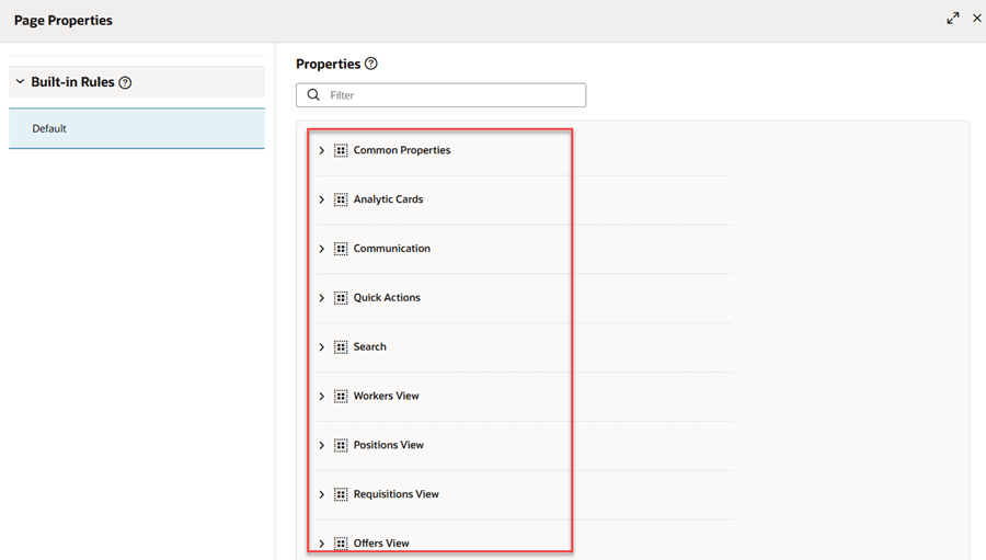 Page properties grouped into sections