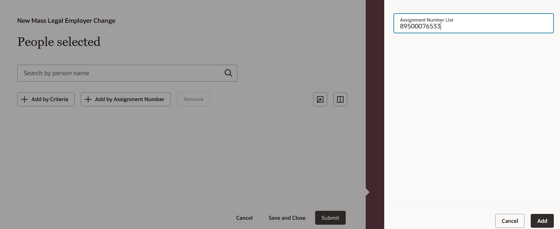Select population by assignment number