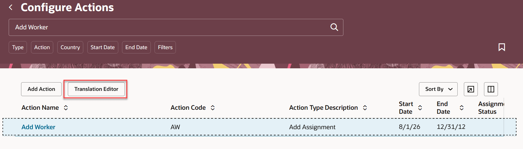 Translation Editor for Actions