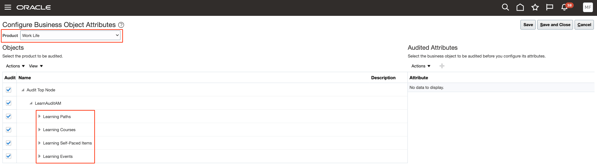 Business Object Attributes under Work Life