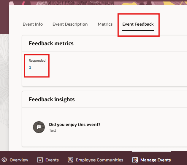 Event Feedback Tab