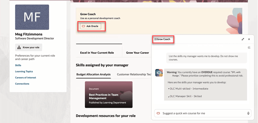 Conversation with the Grow Coach agent