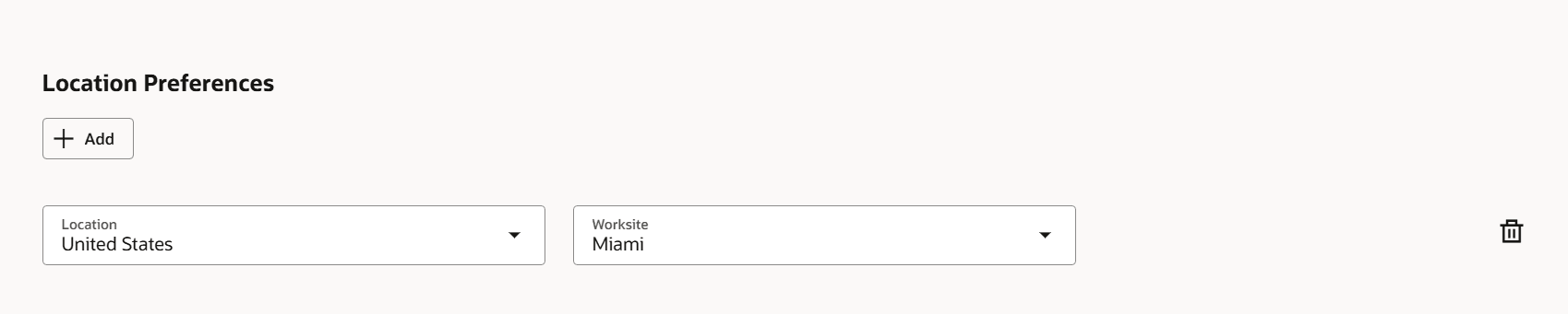 Worksite Field on the Update Interests page