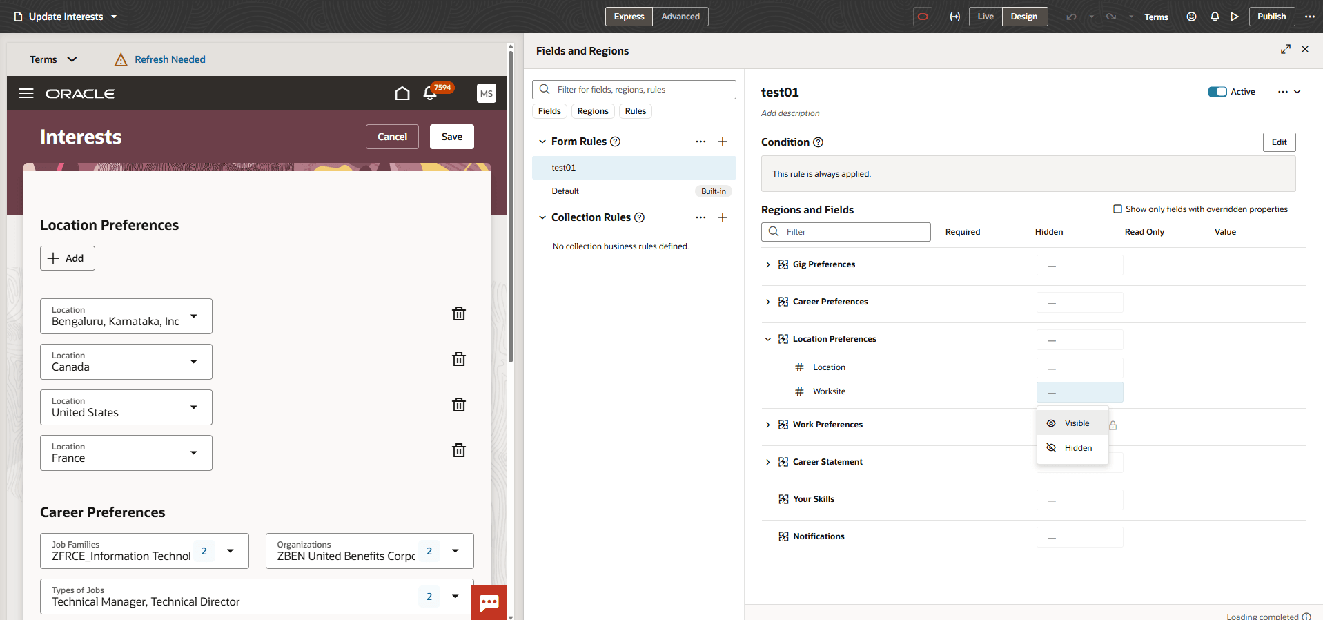 Configure the Worksite field in Visual Builder Studio