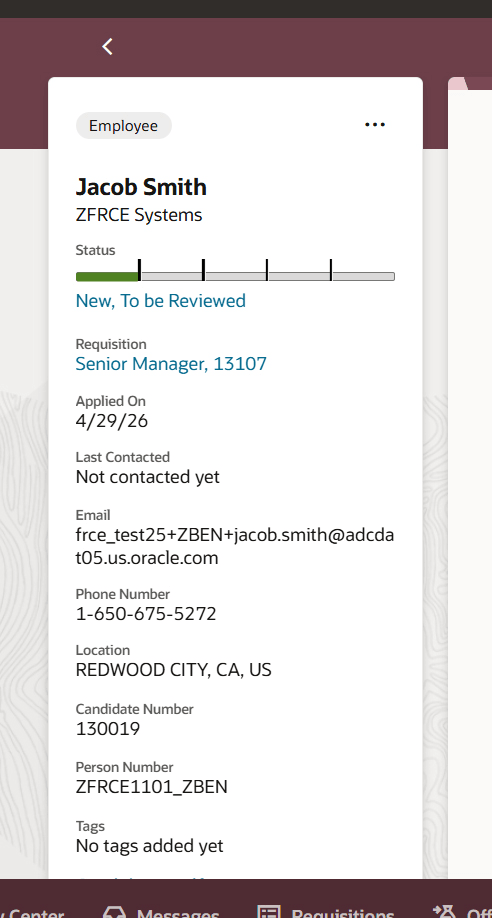 Job Application Sidecard