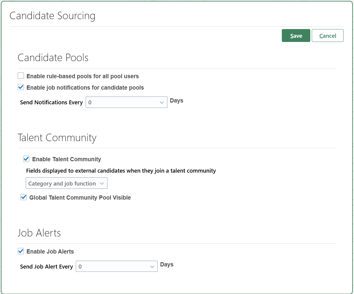 Redesigned Candidate Sourcing section in Setup and Maintenance