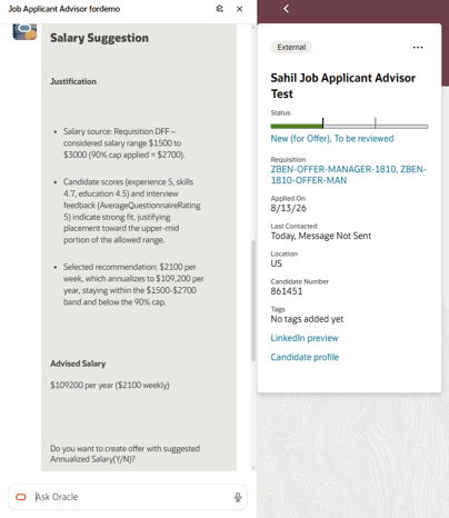 Asking for salary recommendation for a candidate