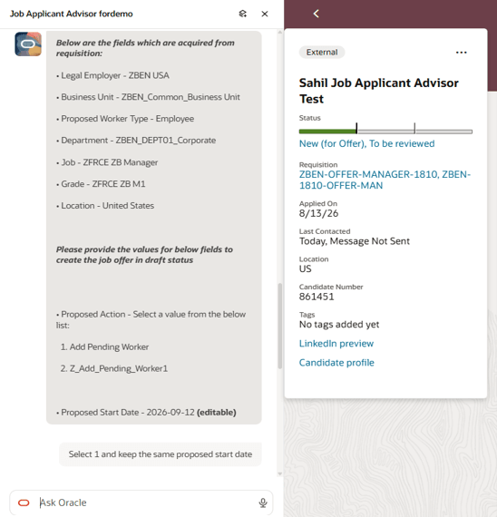Confirm proposed action, start date, salary basis