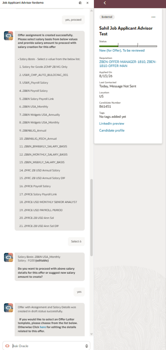 Confirm proposed action, start date, salary basis