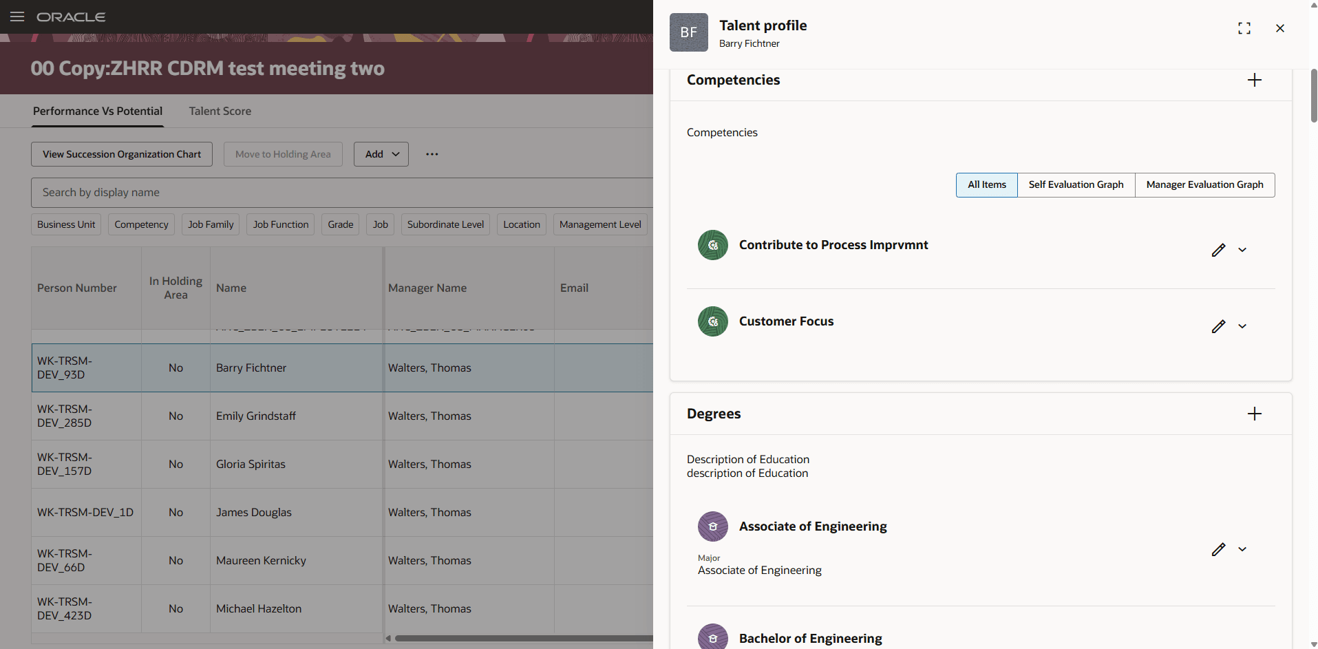 View talent profile during talent review