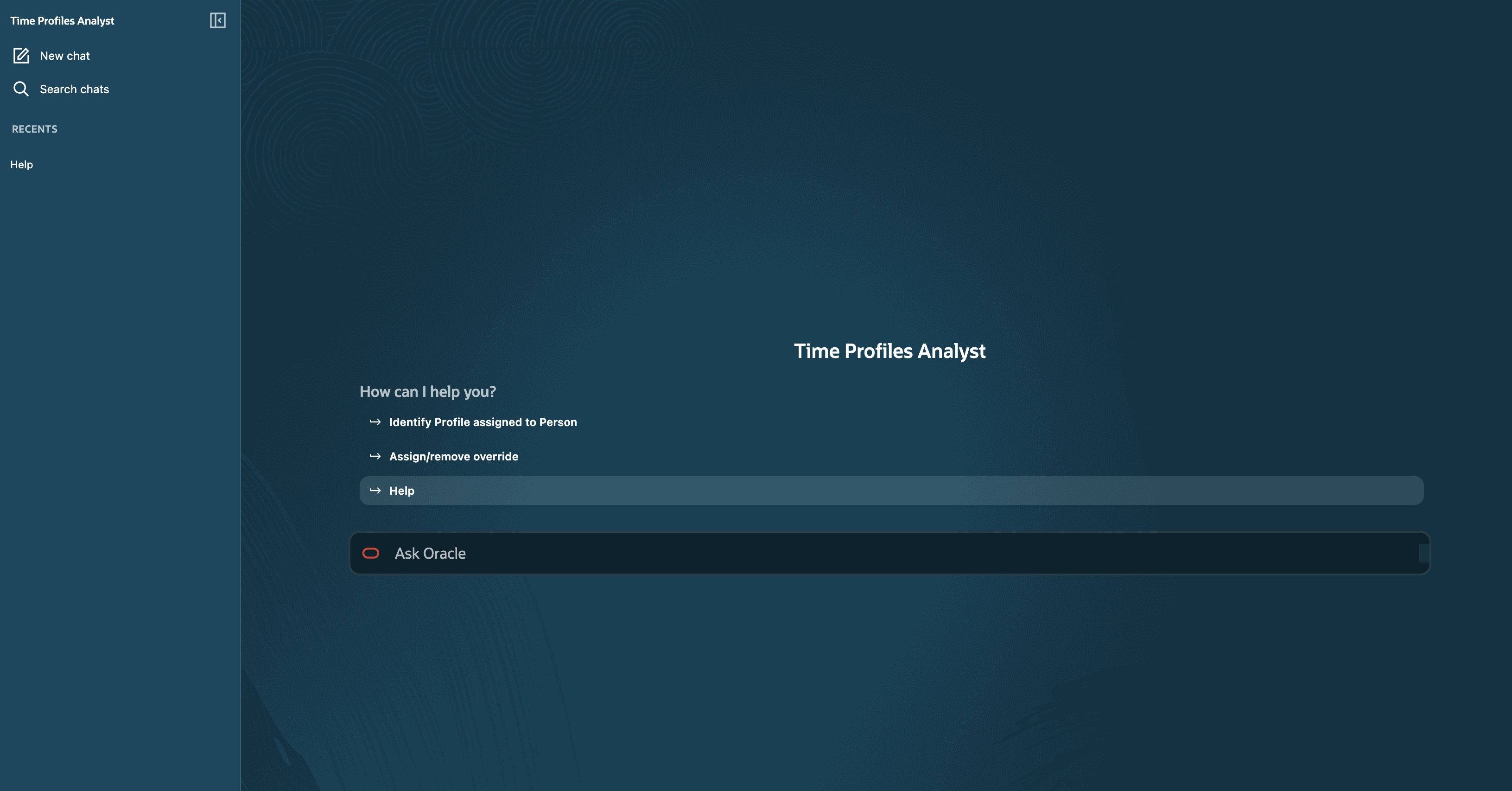 Landing page for time profiles analyst