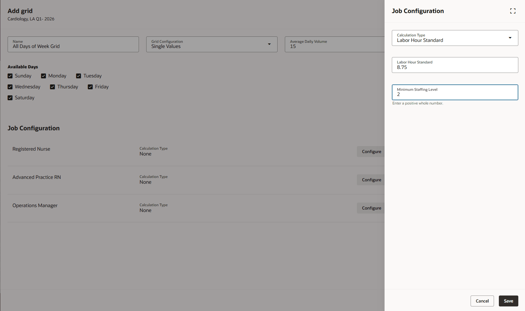 Staffing Grid Configuration