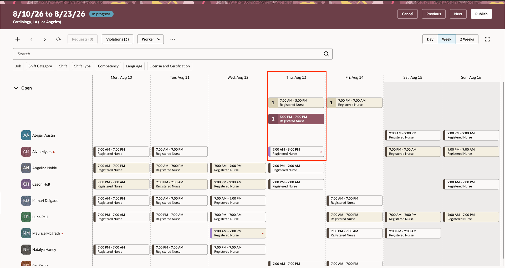 Workforce Schedule Gantt - Shifts upon Transfer and Split