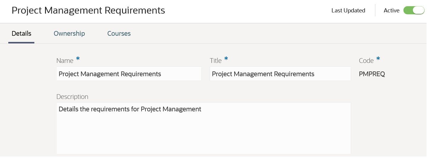 Course Lists Details Tab
