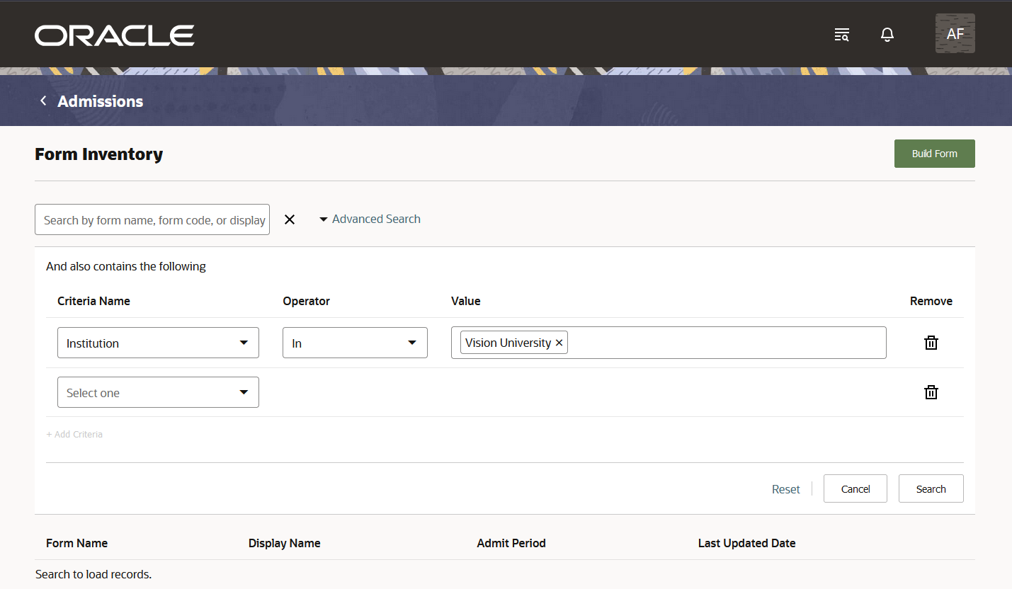 Application Form Inventory