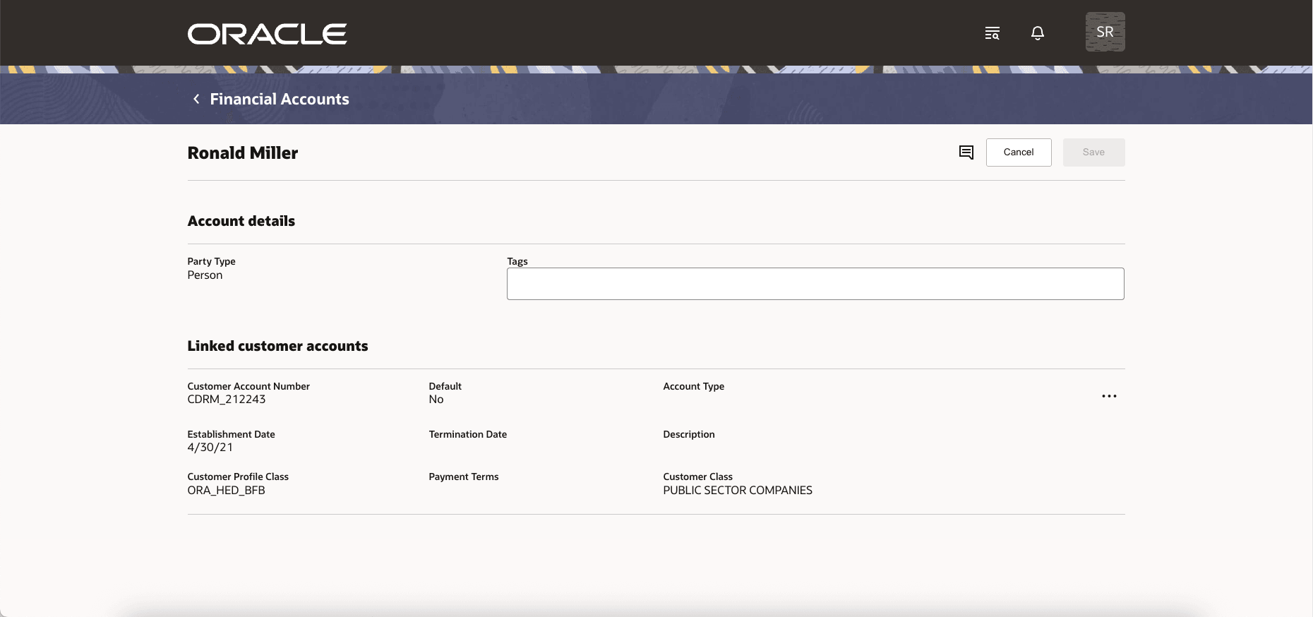 Financial Account Details
