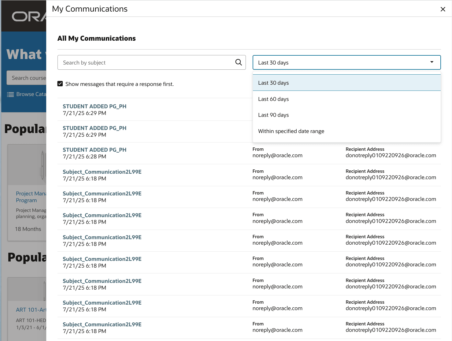 Received Communications List