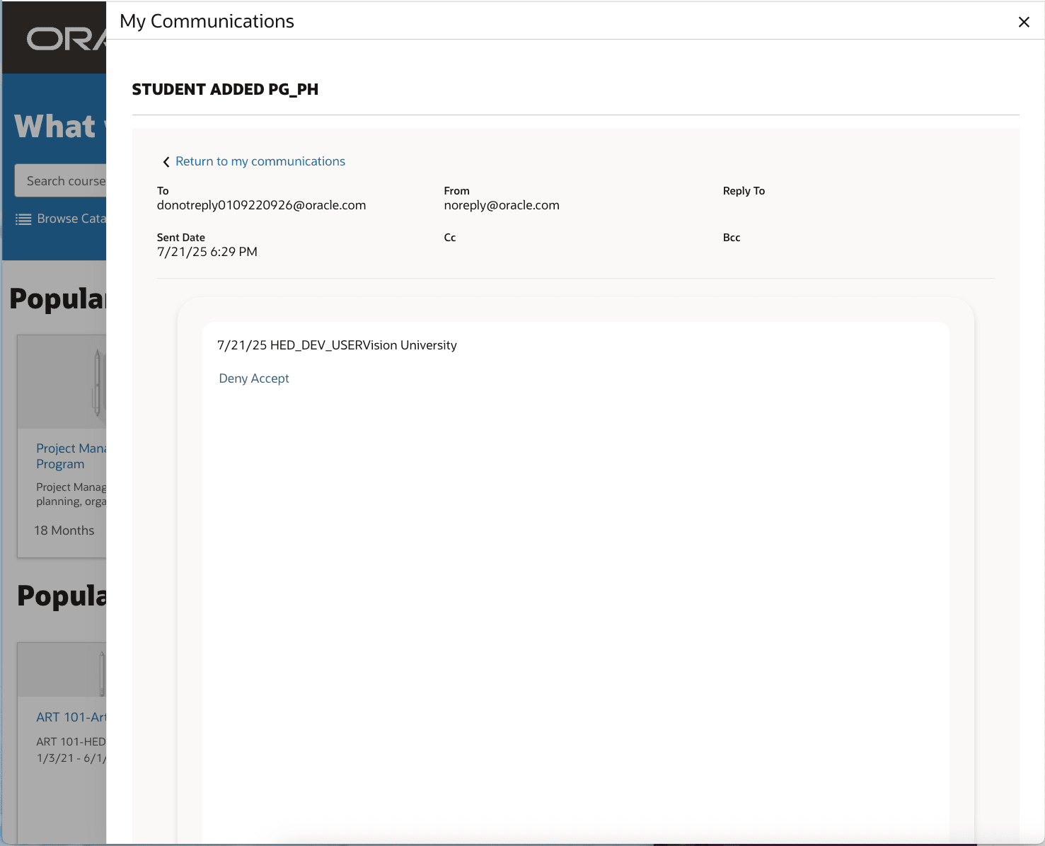 Received Communication Details