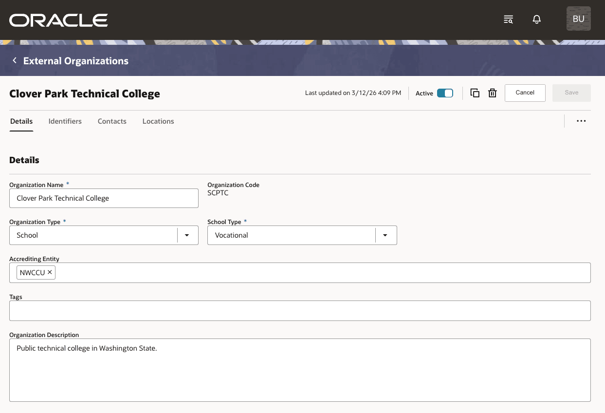 External Organization Information