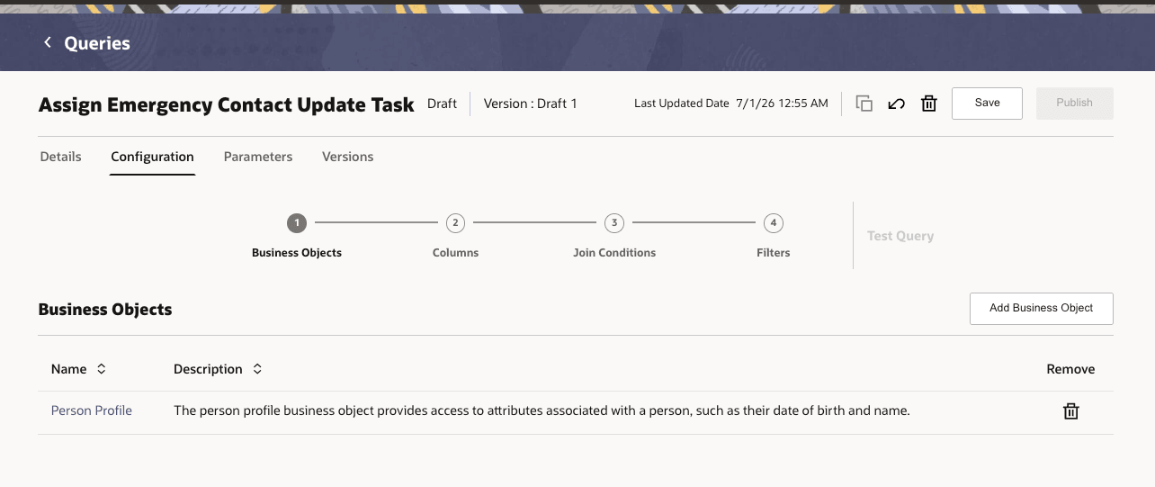 Query Business Object Configuration