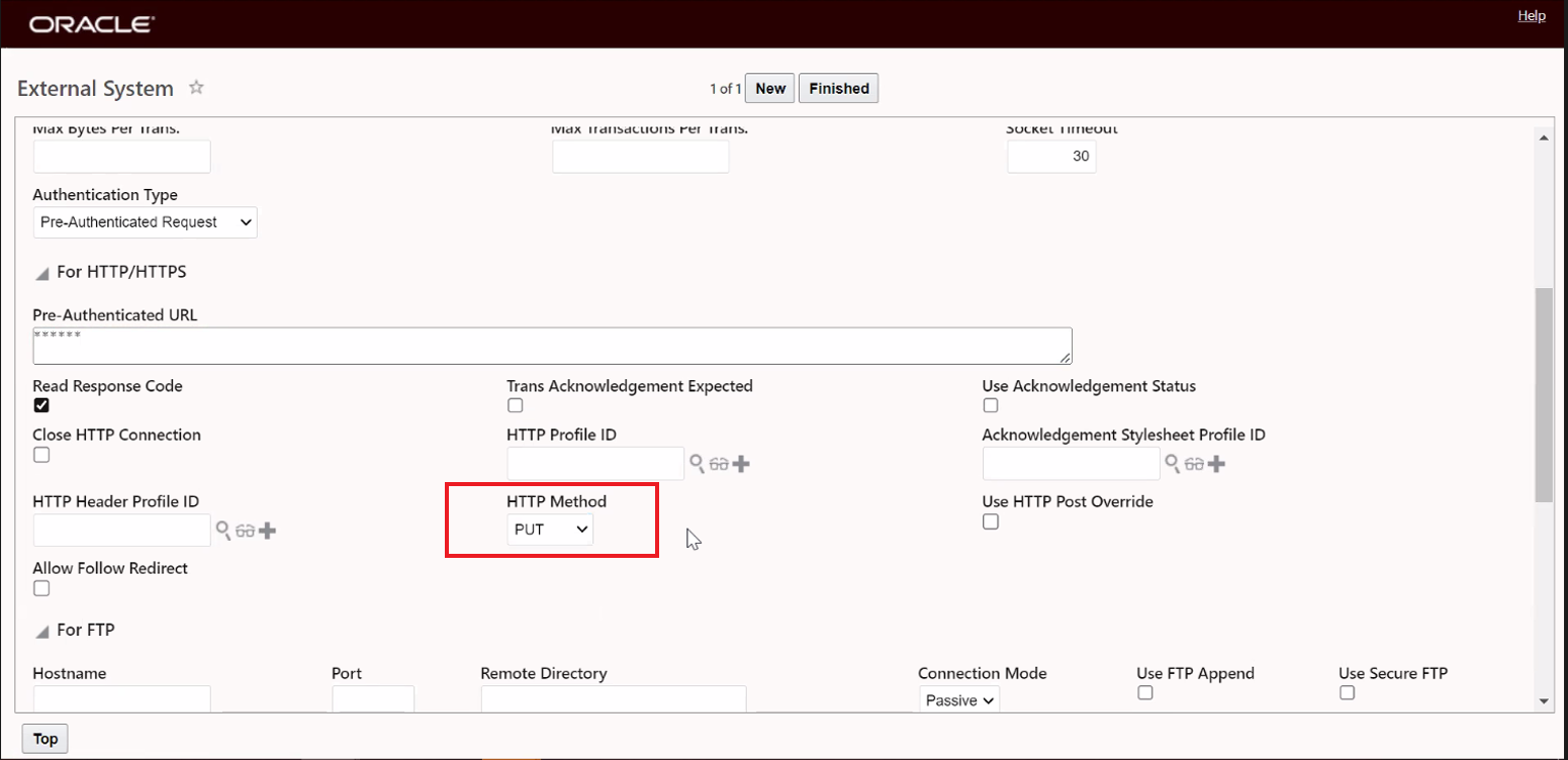 External System - HTTP Method PUT Added