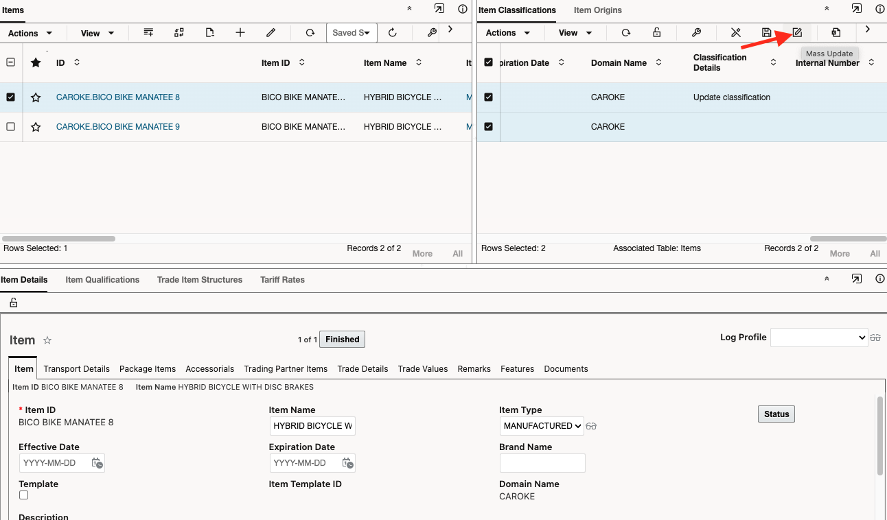 Mass update Workbench example