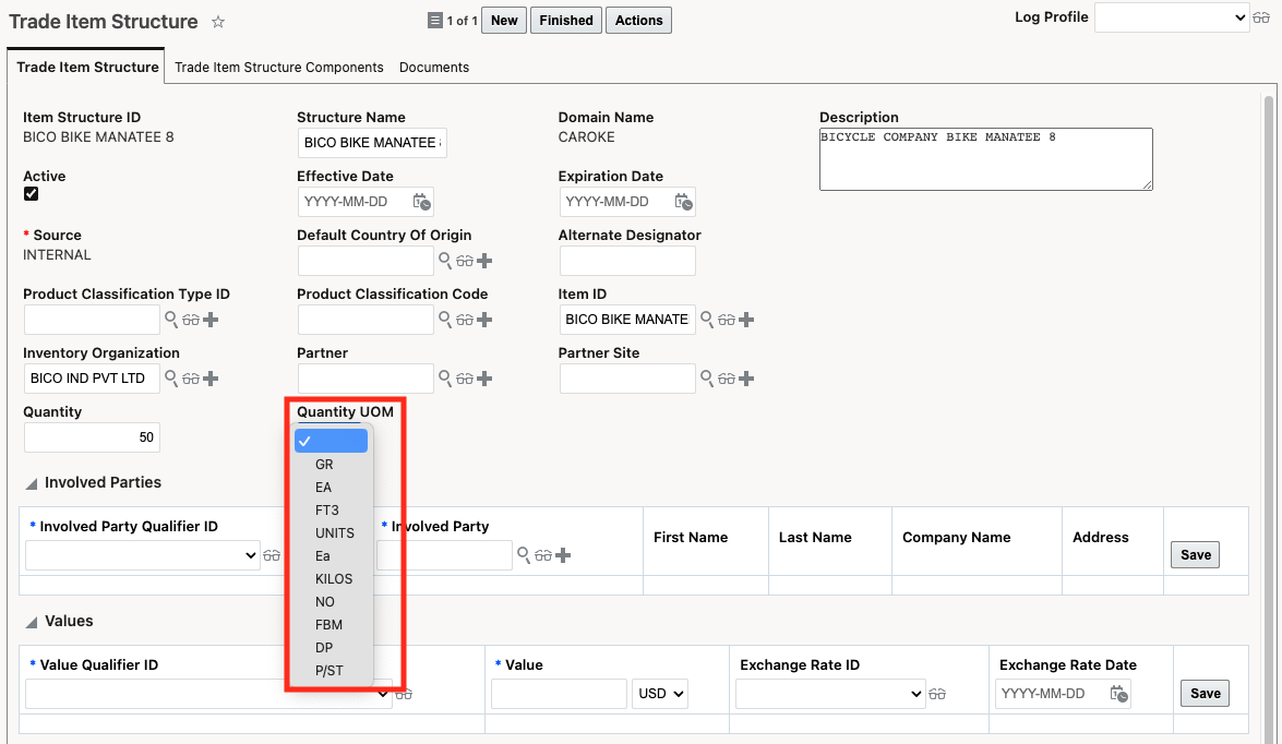 Example - Trade Item Structure - Quantity field - Authorized Quantity field