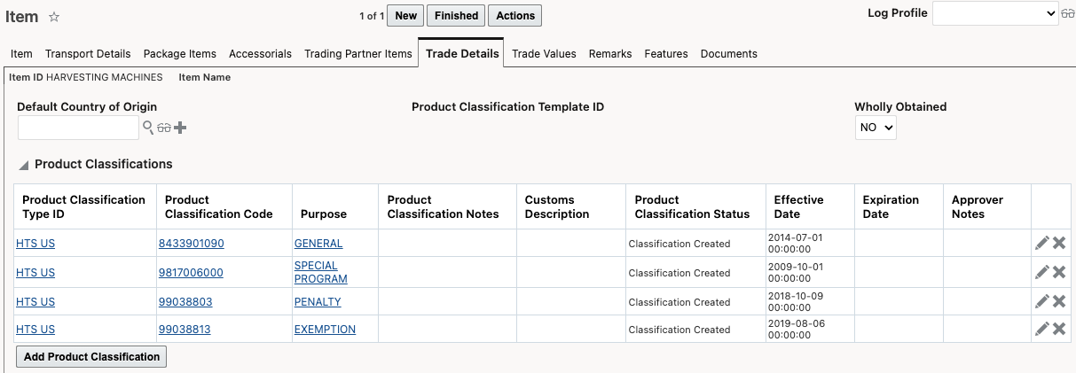 Item Classification Grid
