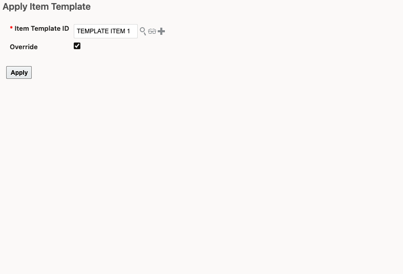Apply Item Template Action