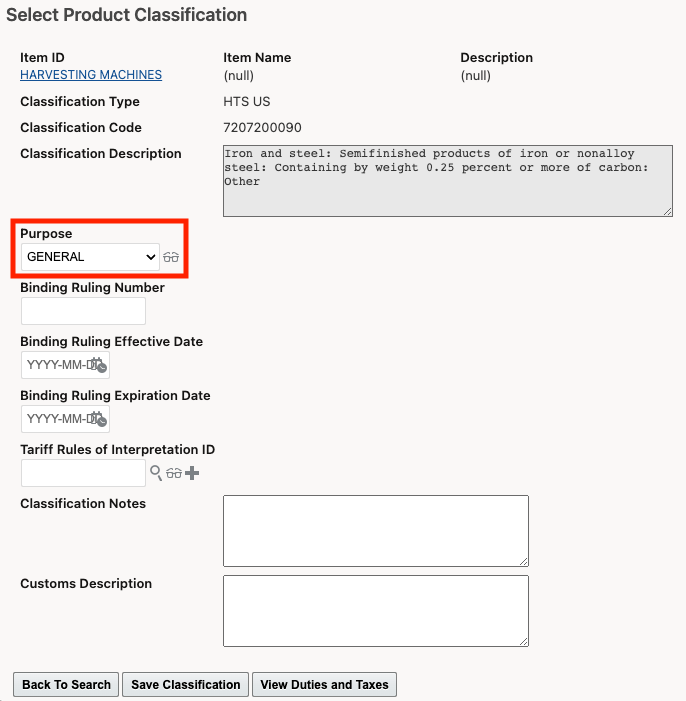 Classify Item Action - Purpose