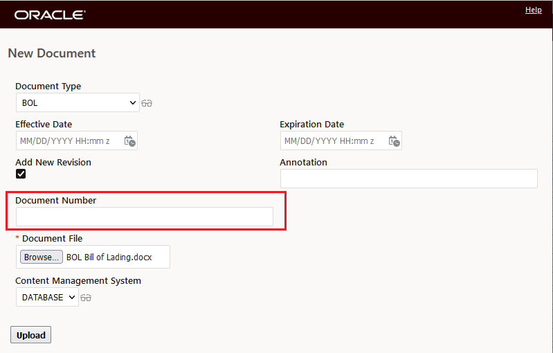 Document Number not required - Document Uploaded Successfully