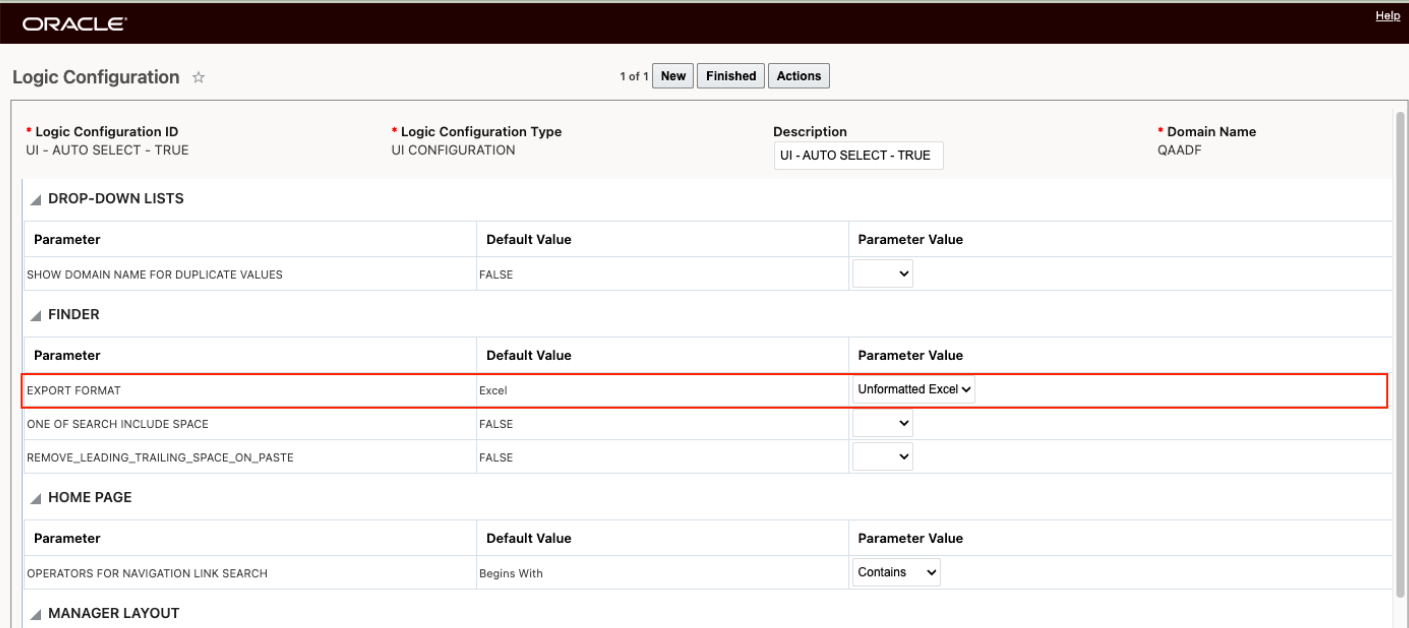 Workbench Logic Coniguration for Export Format
