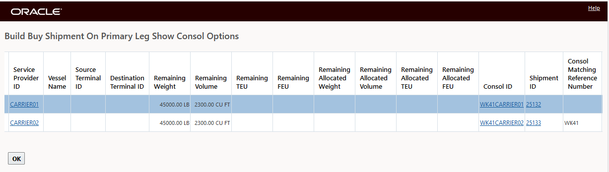 Build Buy Shipment On Primary Leg Show Consol Options - One Shipment Consol With Qualifier Value One Without