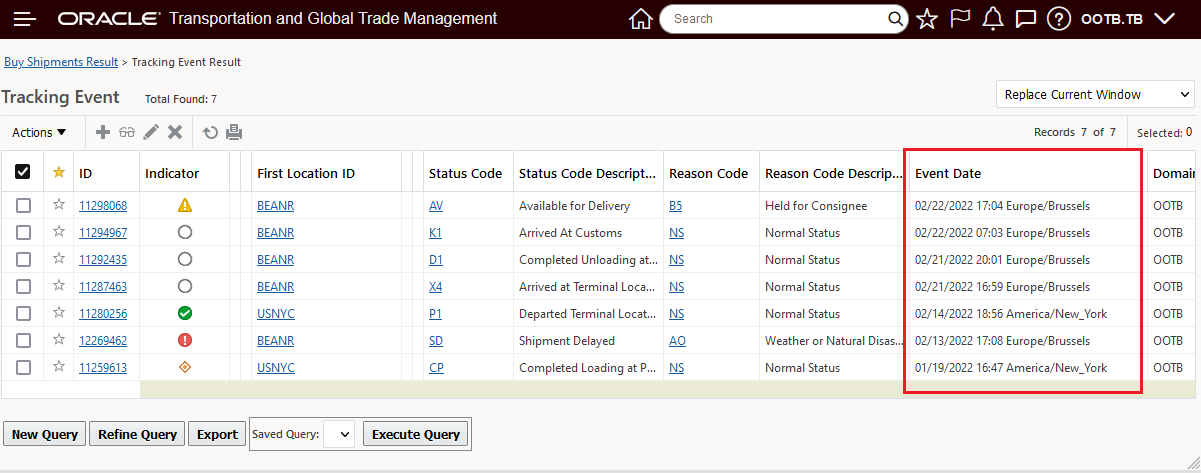 Event Date Descending Sort Order