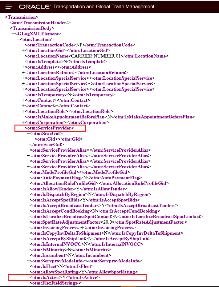 XML Service Provider Active Flag