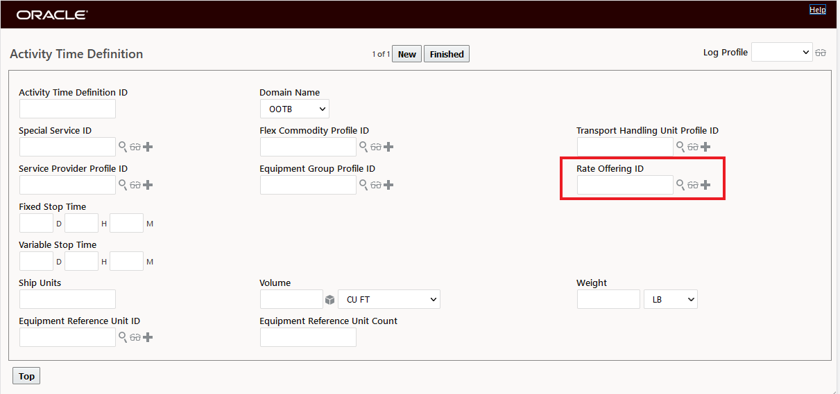  Location Activity Time Definition- Rate Offering Added