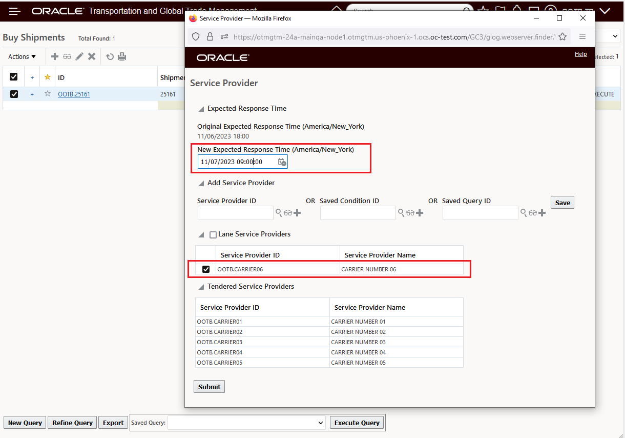 Update Both Expected Response Time and Lane Service Providers