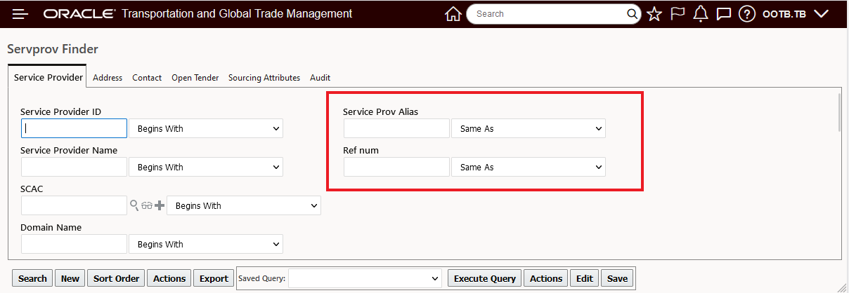 Service Provider Alias and Reference Number Added to Finder