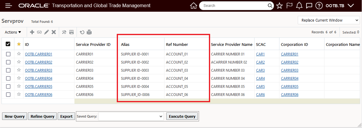 Service Provider Alias and Reference Number Added to Finder Results